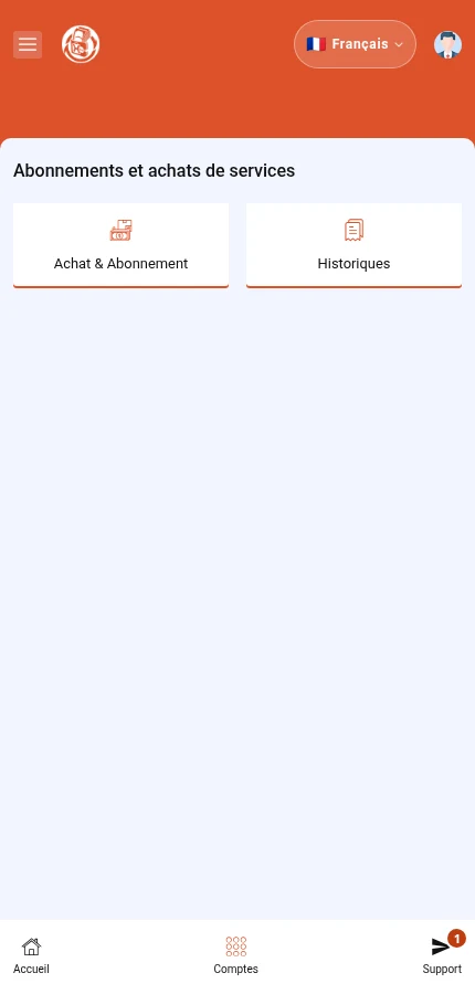 Peze ⁨« Achat & Abonnement »⁩ pou chwazi yon òf. ⁨« Historiques »⁩ ouvri acha ou deja fè yo.