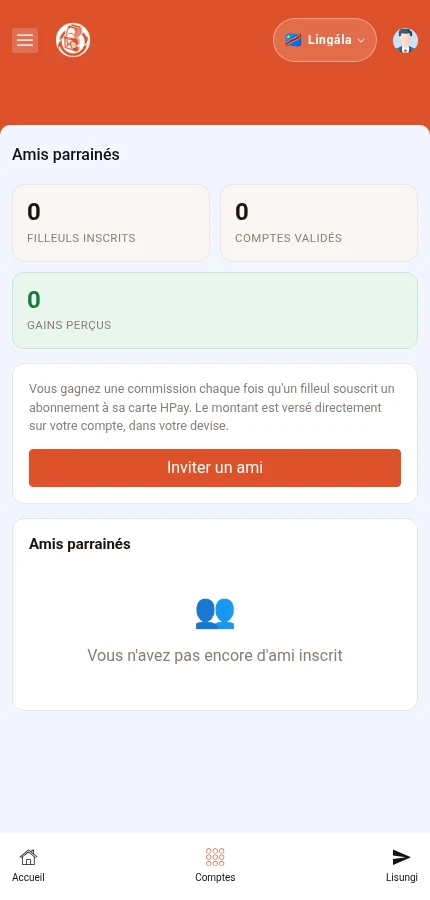 Talá: ⁨« Amis parrainés »⁩. Konti ya ndakisa ezali na molɔngɔ moko te na liste oyo.